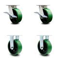 Service Caster 6 Inch Kingpinless Green Poly on Steel Wheel Caster Brakes 2 Rigid SCC, 2PK SCC-KP30S620-PUR-GB-SLB-2-R-2